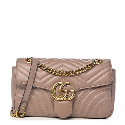Gucci Calfskin Matelasse Small GG Marmont Shoulder Bag Porcelain Rose 1 of 11