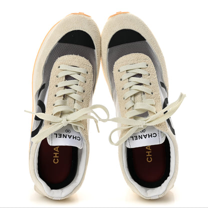 Chanel Suede Mesh Womens CC Sneakers 40 White Black 2 of 10