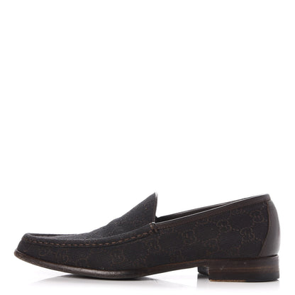 Gucci Denim Monogram Loafers 8 Dark Brown 1 of 9