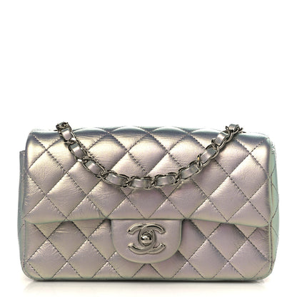 Chanel Iridescent Calfskin Quilted Mini Rectangular Flap Light Purple 1 of 10