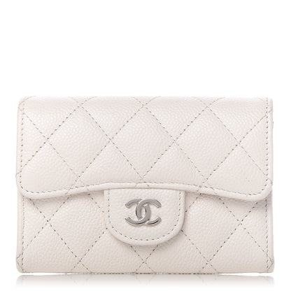 Chanel Caviar Quilted Flap Card Holder Wallet White 1 of 9