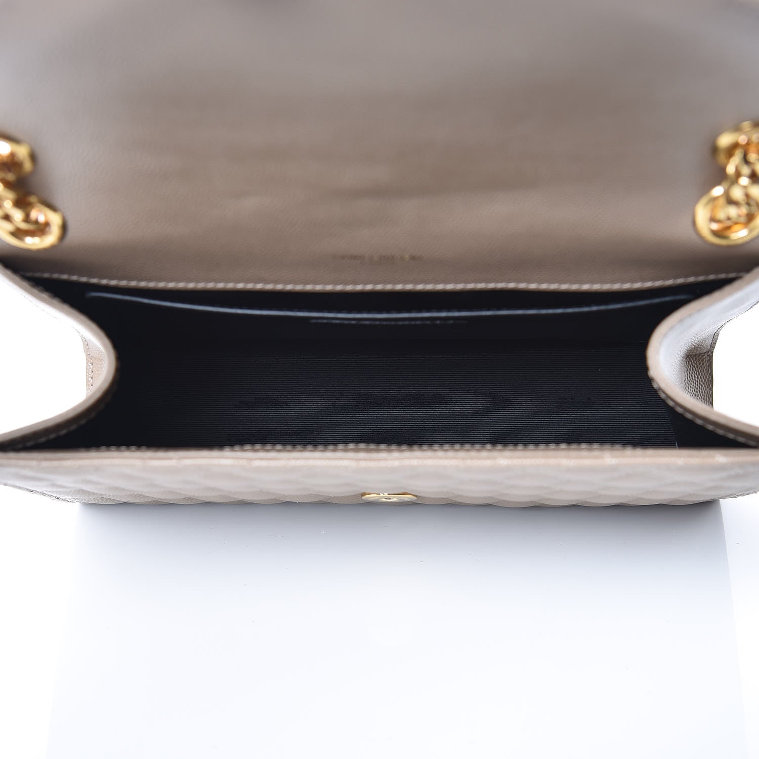 Saint Laurent Grain De Poudre Textured Mixed Matelasse Medium Triquilt Monogram Satchel Taupe 5 of 7