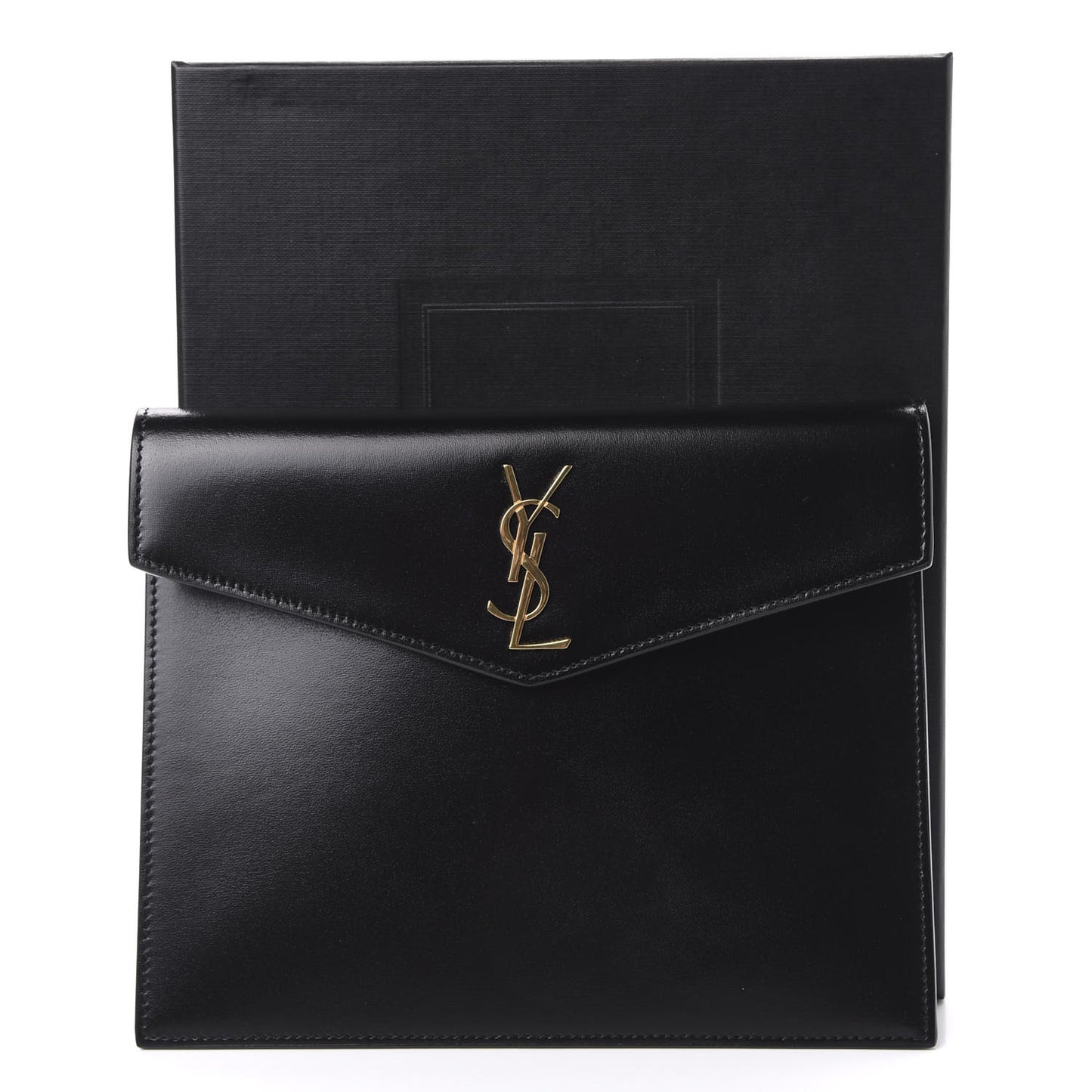 Smooth Shiny Calfskin Monogram Uptown Baby Pouch Black