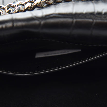 Saint Laurent Calfskin Crocodile Embossed Medium Classic Monogram Kate Tassel Satchel Black 8 of 8