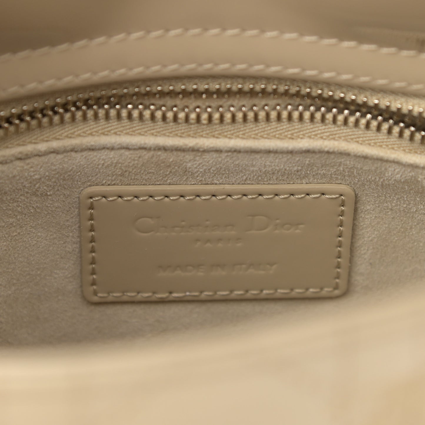 Patent Cannage Mini Lady Dior Beige