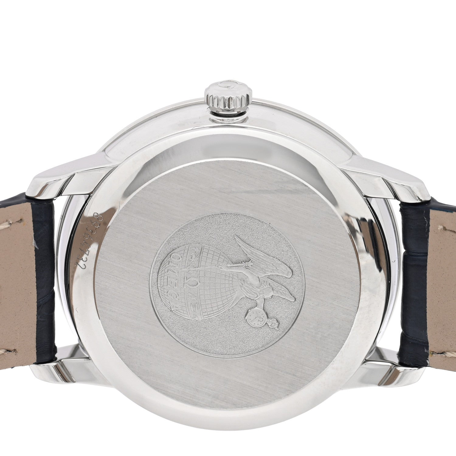 Omega Stainless Steel Alligator Diamond 32.7mm De Ville Prestige Automatic Watch Blue 424.13.33.20.53.001 4 of 4
