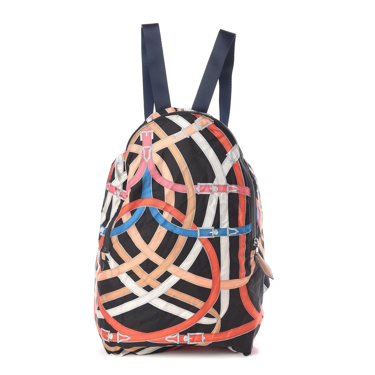 Hermes Silk Barenia Cavalcadour Airsilk Backpack Black Bleu Marine Fauve 1 of 9
