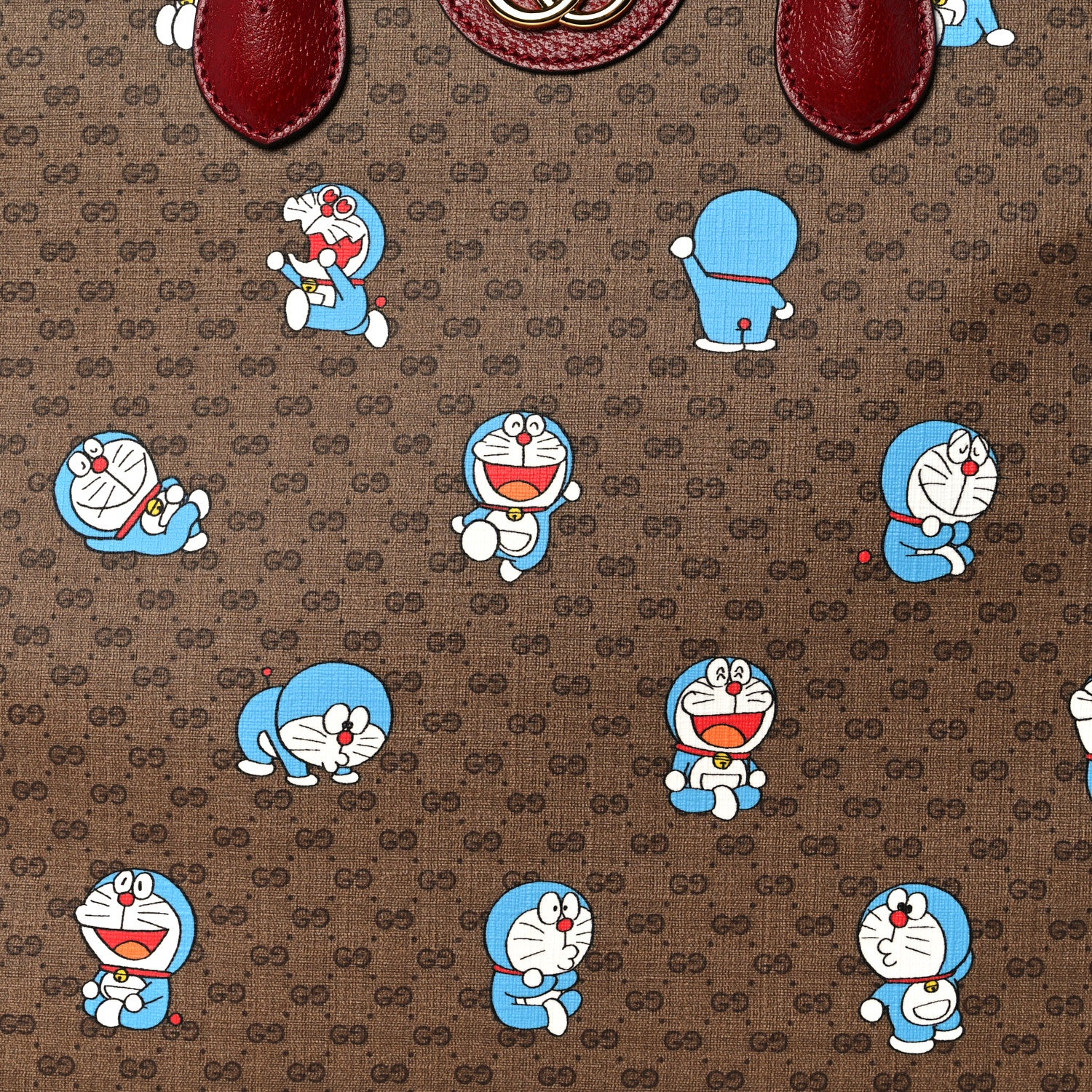 Gucci X DORAEMON Mini Vintage GG Supreme Monogram Large Tote Bag Beige Cherry Red 9 of 15