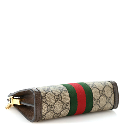 Gucci GG Supreme Monogram Textured Dollar Calfskin Web Mini Ophidia Chain Shoulder Bag Beige Ebony New Acero 4 of 11