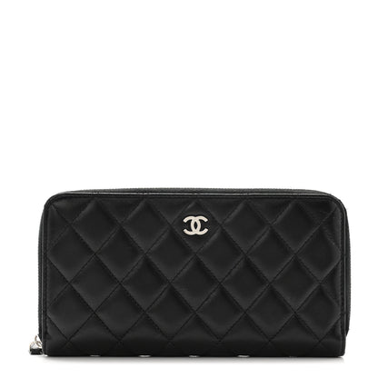 Chanel Lambskin Quilted Large Gusset Zip Around Wallet Black 1 of 13