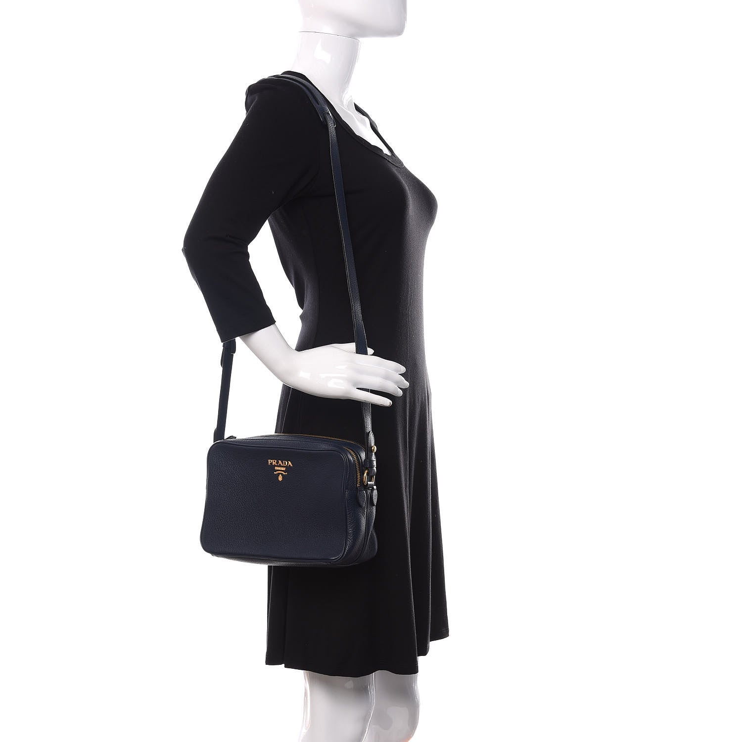 Prada Vitello Phenix Camera Bag Baltico 2 of 11