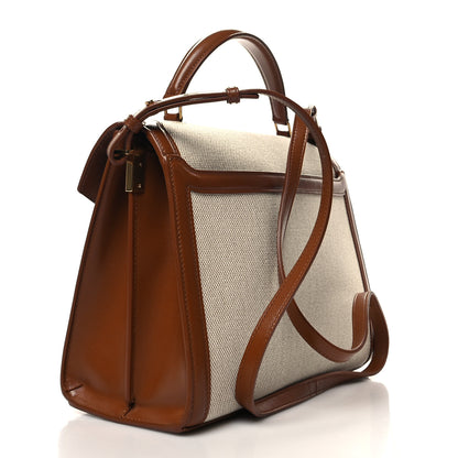 Saint Laurent Canvas Calfskin Mini Classic Monogram Cassandra Top Handle Tan Natural 3 of 11