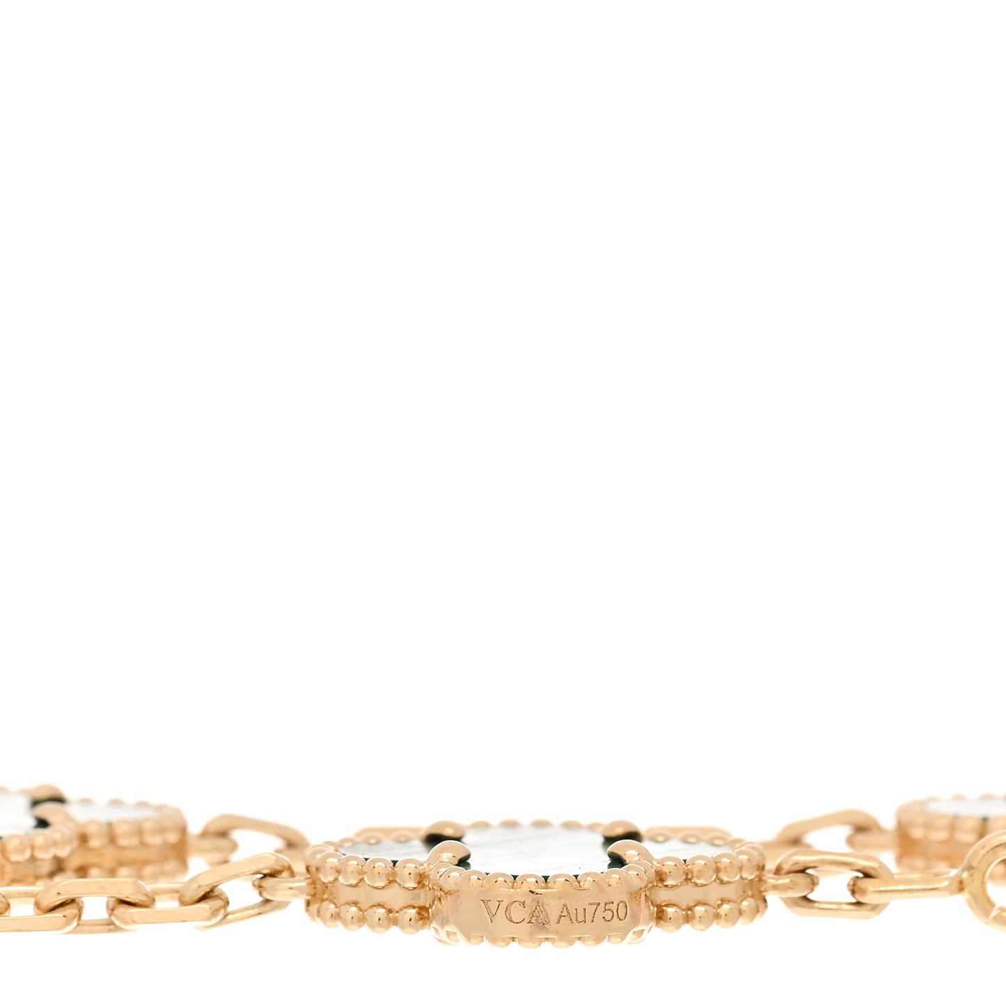 18K Yellow Gold Malachite 5 Motifs Vintage Alhambra Bracelet
