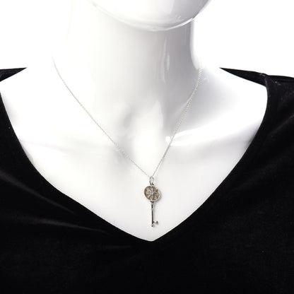 Tiffany Sterling Silver Diamond Small Daisy Key Pendant Necklace 2 of 4