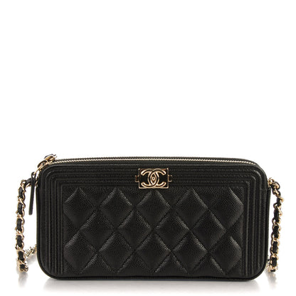 Chanel Caviar Quilted Small Boy Clutch With Chain Black 1 of 8