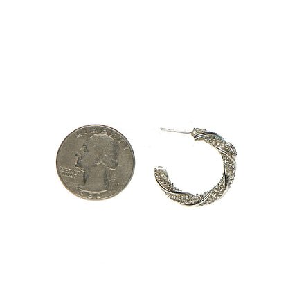 Chanel Crystal Twist CC Hoop Earrings Silver 2 of 4