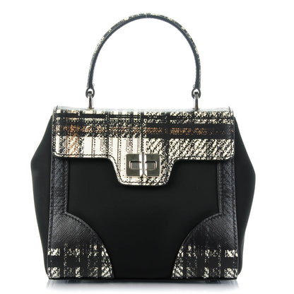 Prada Tessuto Nylon Saffiano Tartan Print Small Satchel Bianco Dis Tartan 1 of 8