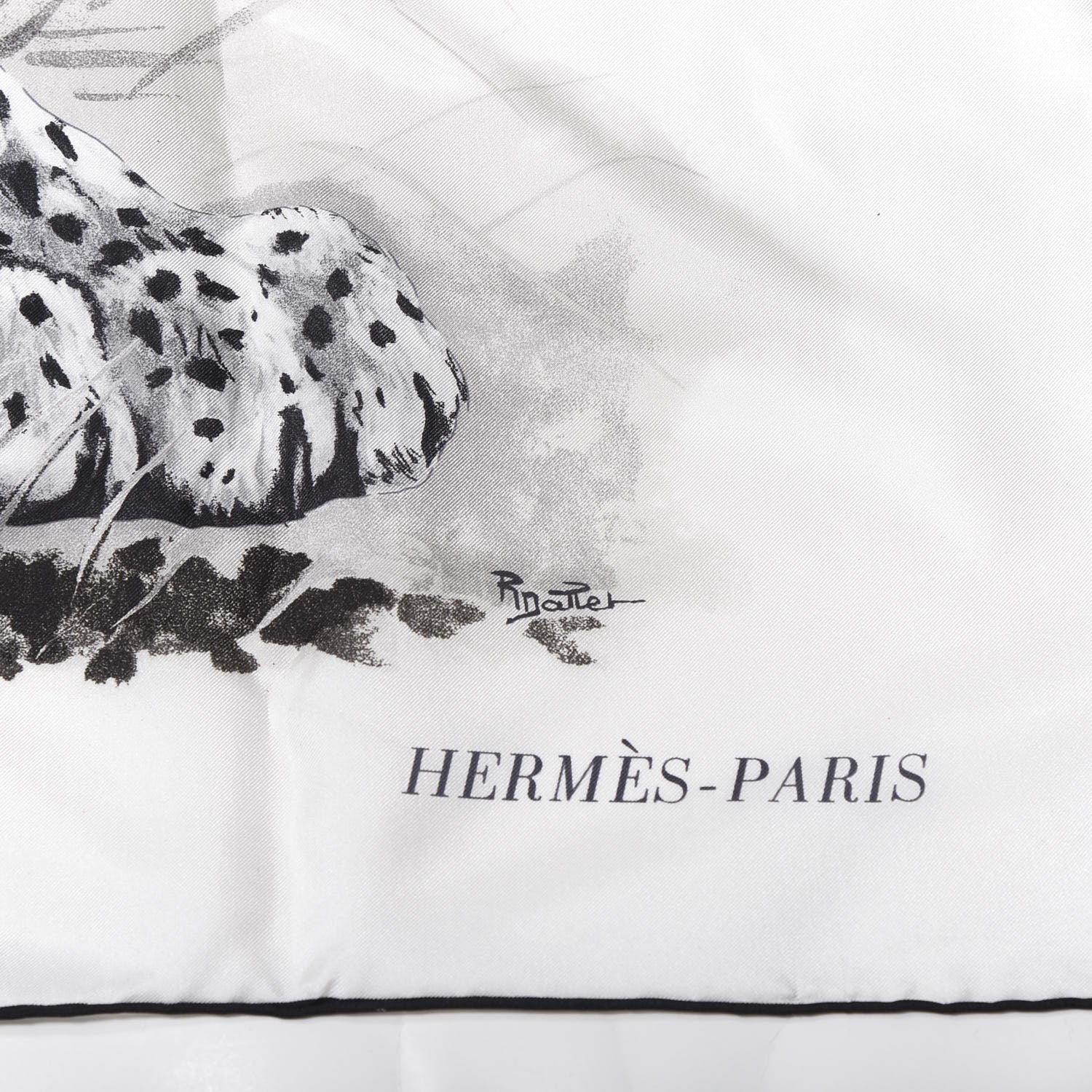 Hermes Silk Panthera Pardus Scarf 140 Black White Anthracite 2 of 5