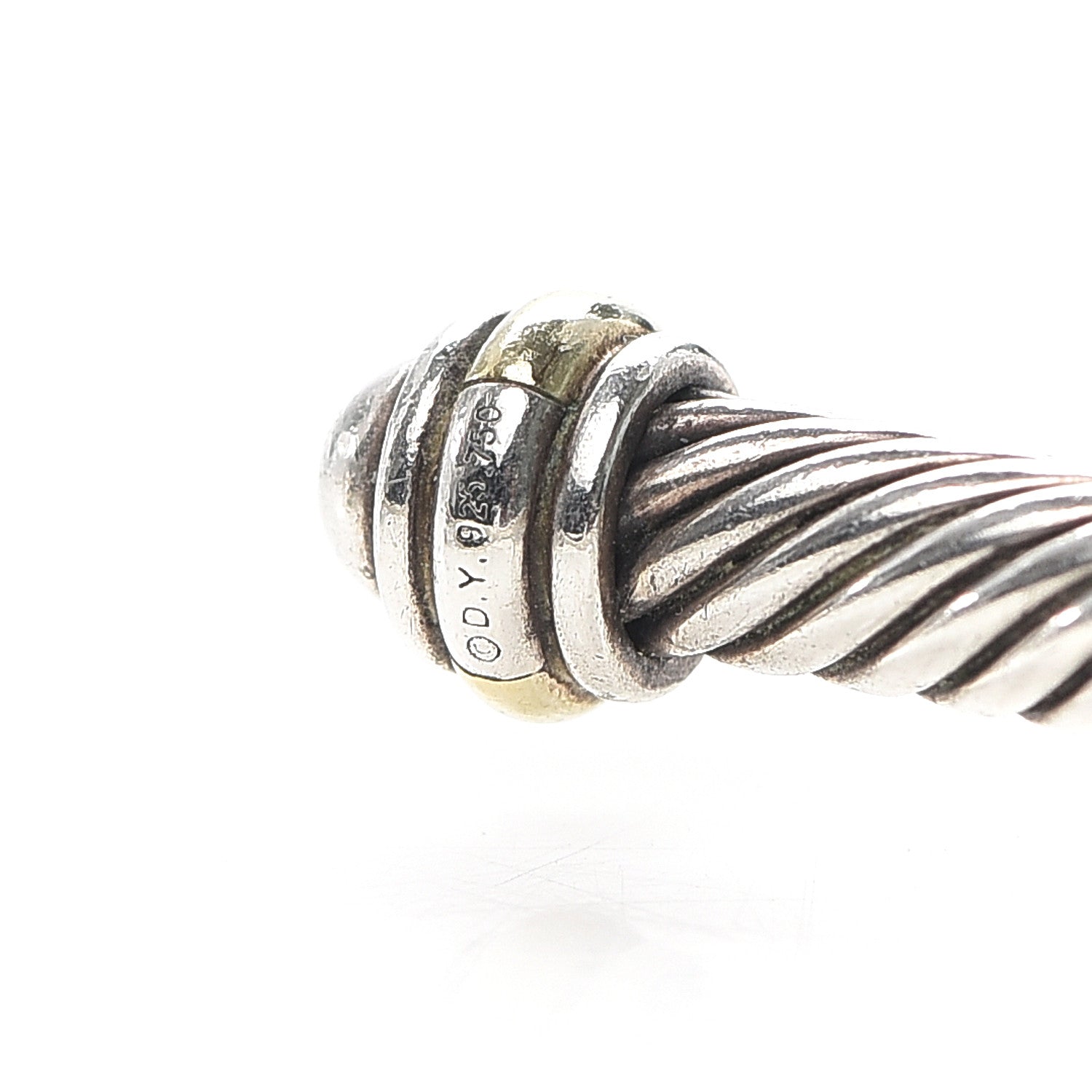 David Yurman Sterling Silver 18K Yellow Gold 4mm Cable Classics Bracelet 4 of 5