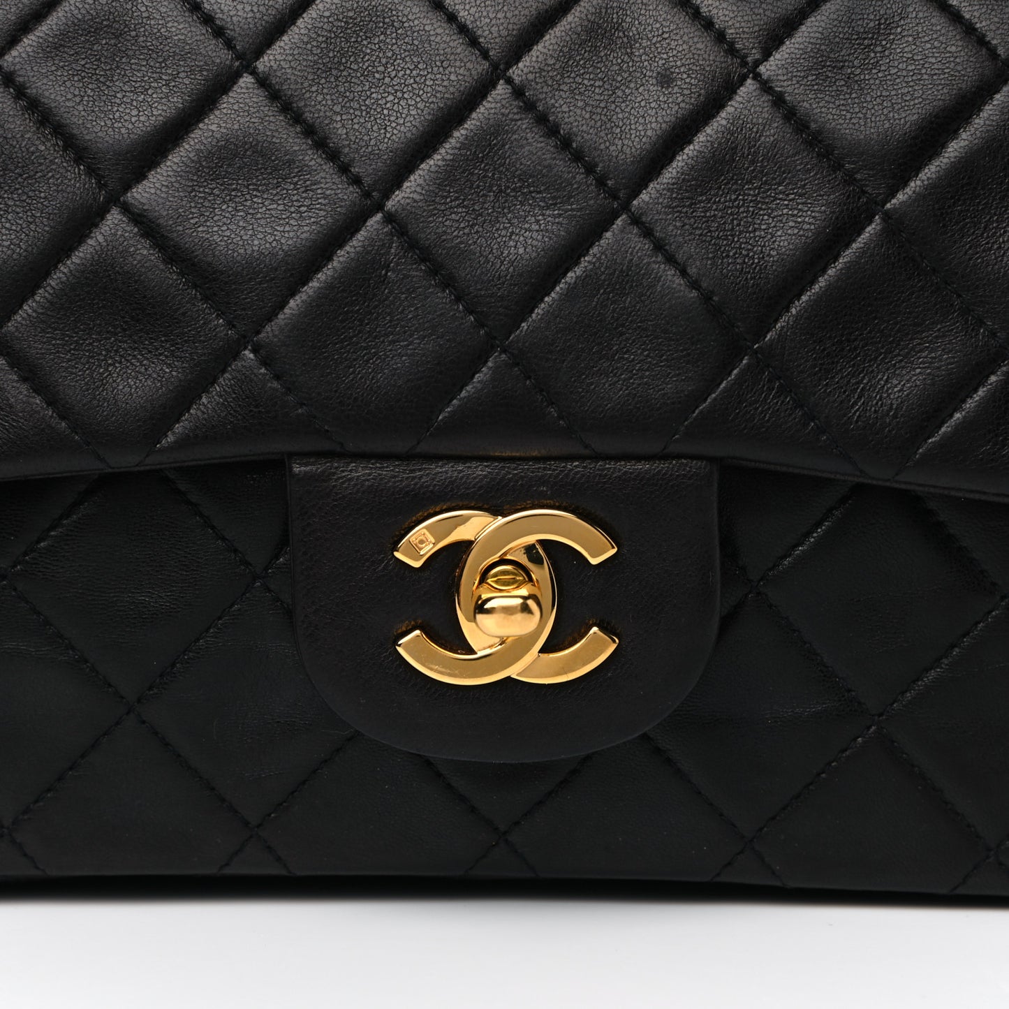 Lambskin Quilted Small Double Flap Black