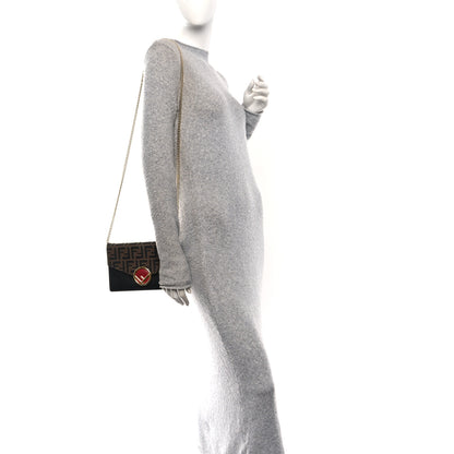 Fendi Vitello Cruise F is Fendi Bi-Color FF 1974 Embossed Medium Envelope Wallet On Chain Black Maya 2 of 10