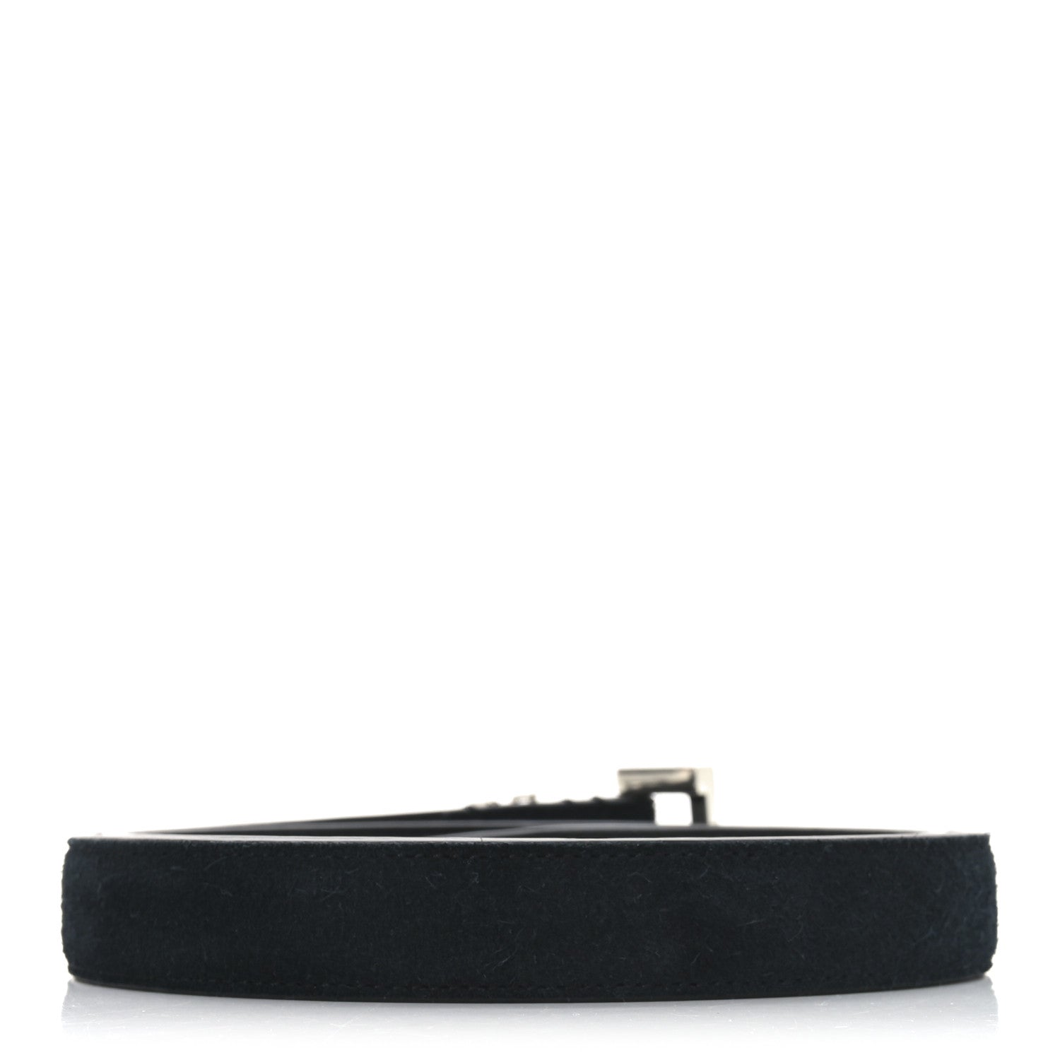 Saint Laurent Suede Monogram 20mm Square Buckle Belt 70 28 Black 2 of 5
