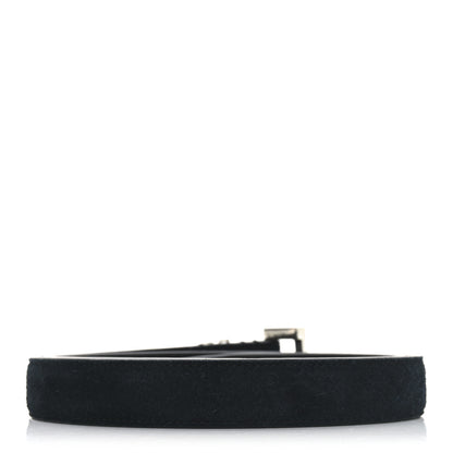 Saint Laurent Suede Monogram 20mm Square Buckle Belt 70 28 Black 2 of 5