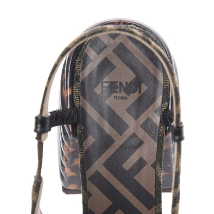 Fendi Jacquard Calfskin FF Tortoise Promenade Slingback Loafer Pumps 37 Tobacco 6 of 7