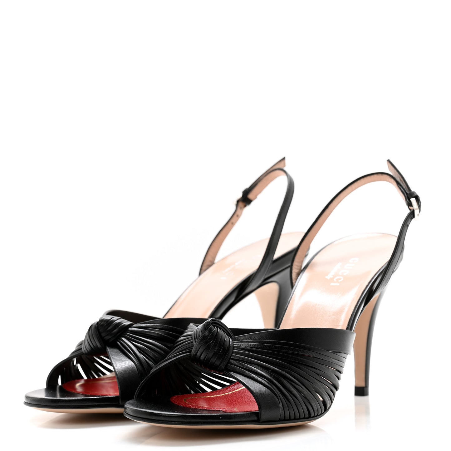 Nappa Crawford Knot Slingback Slide Sandals 36 Black