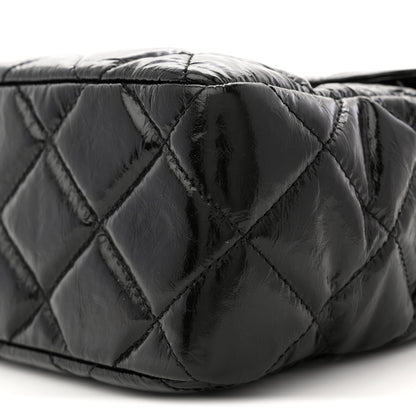Chanel Shiny Crumpled Calfskin Quilted Large Wavy CC Hobo Black 10 of 10