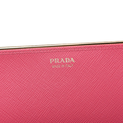 Prada Saffiano Metal Bar Chain Wallet Peonia 5 of 10