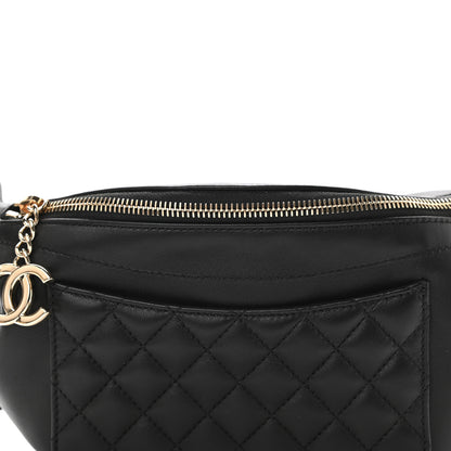 Chanel Lambskin Quilted Waist Bag Fanny Pack Black 9 of 12