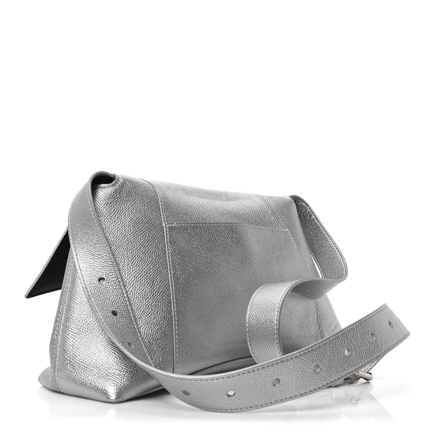 Balenciaga Metallic Soft Textured Calfskin Small Downtown Shoulder Bag Silver 3 of 9