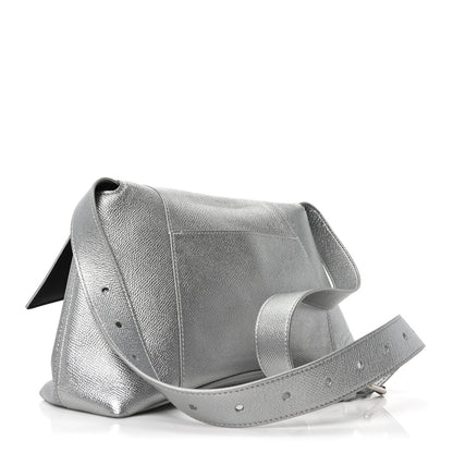 Balenciaga Metallic Soft Textured Calfskin Small Downtown Shoulder Bag Silver 3 of 9