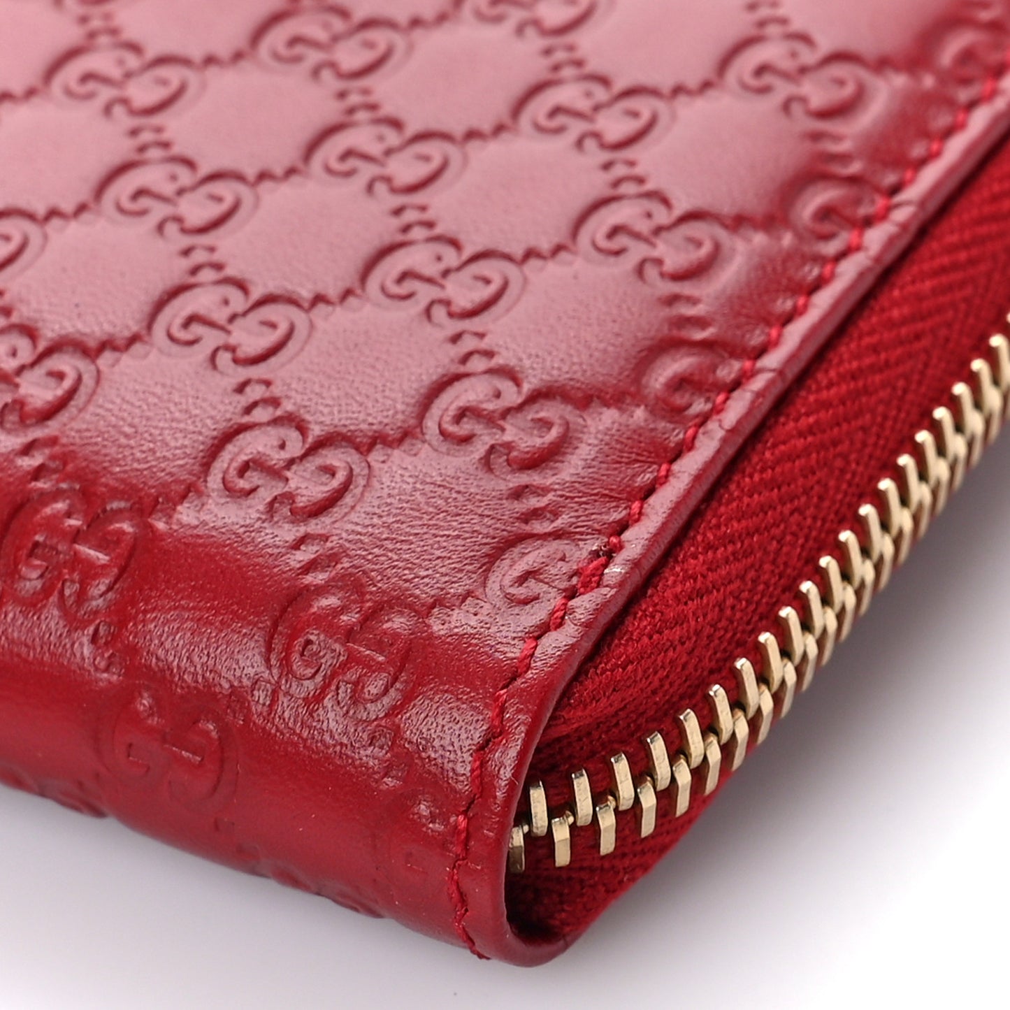 Microguccissima Zip Around Card Case Red