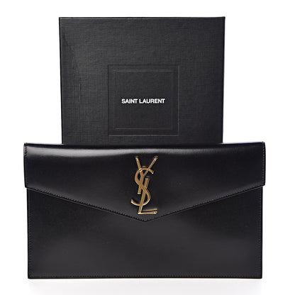 Saint Laurent Smooth Shiny Calfskin Monogram Uptown Pouch Black 7 of 7