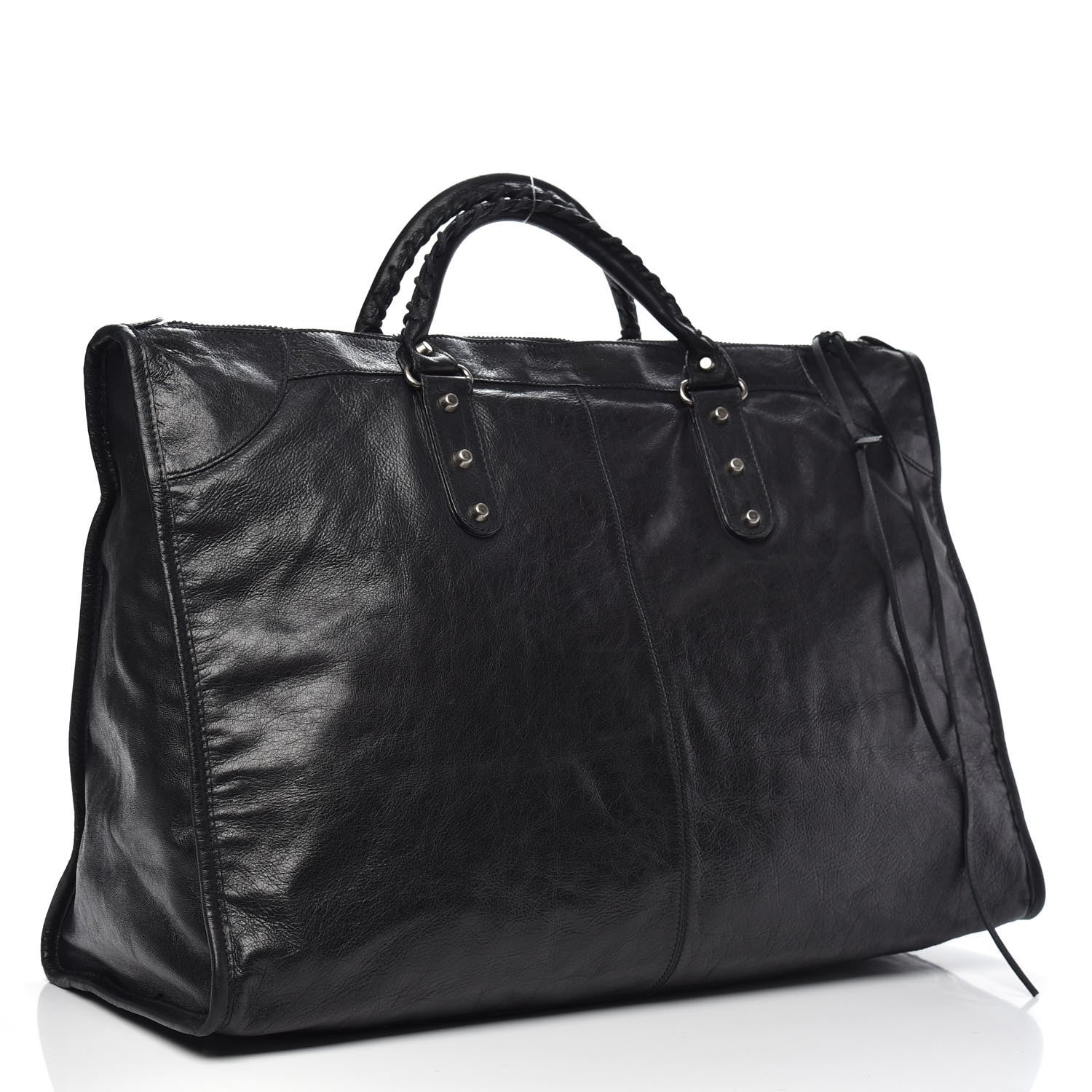 Balenciaga Agneau Classic Silver Hardware Weekender Black 3 of 13