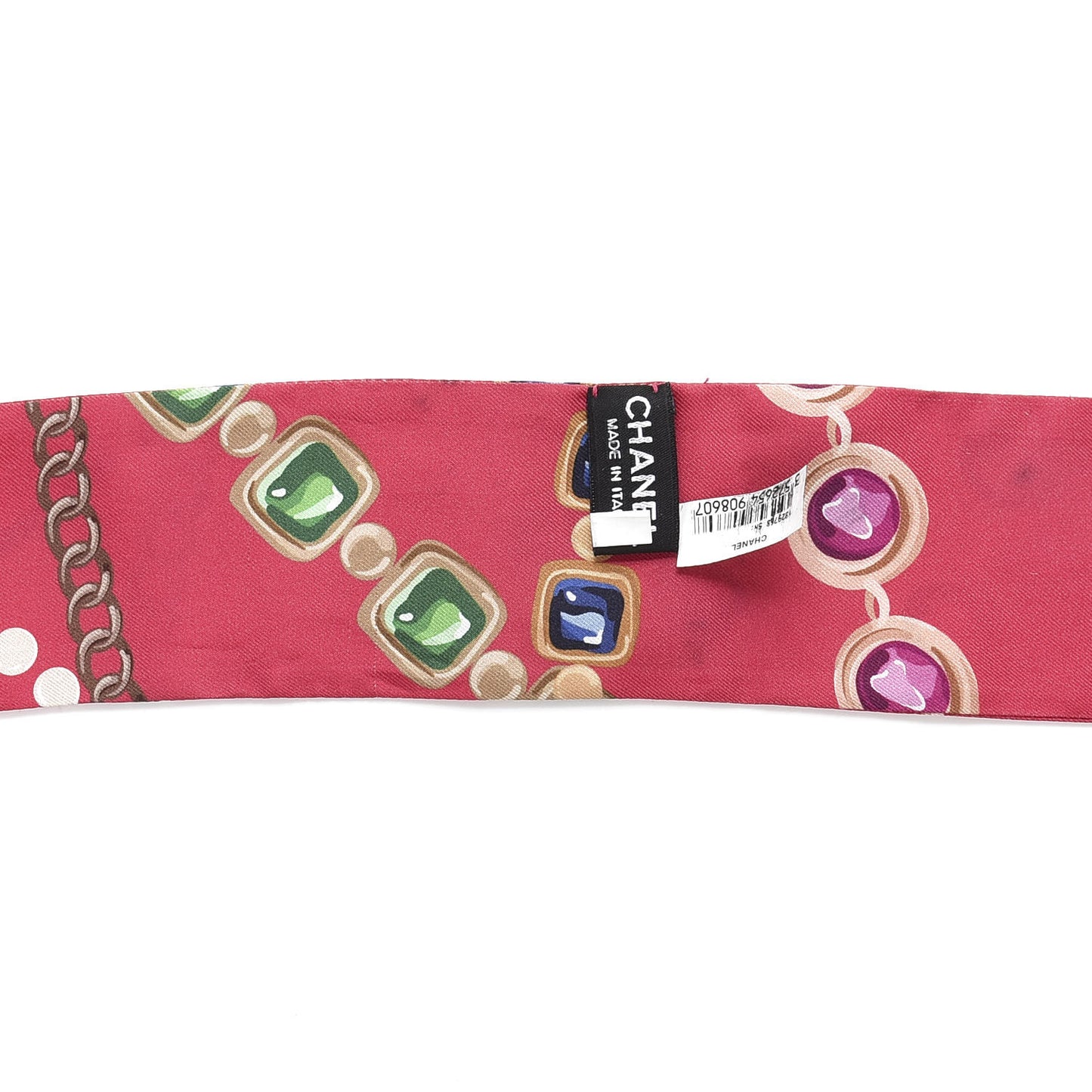 Silk Pearl CC Chain Slim Bandeau Scarf Pink