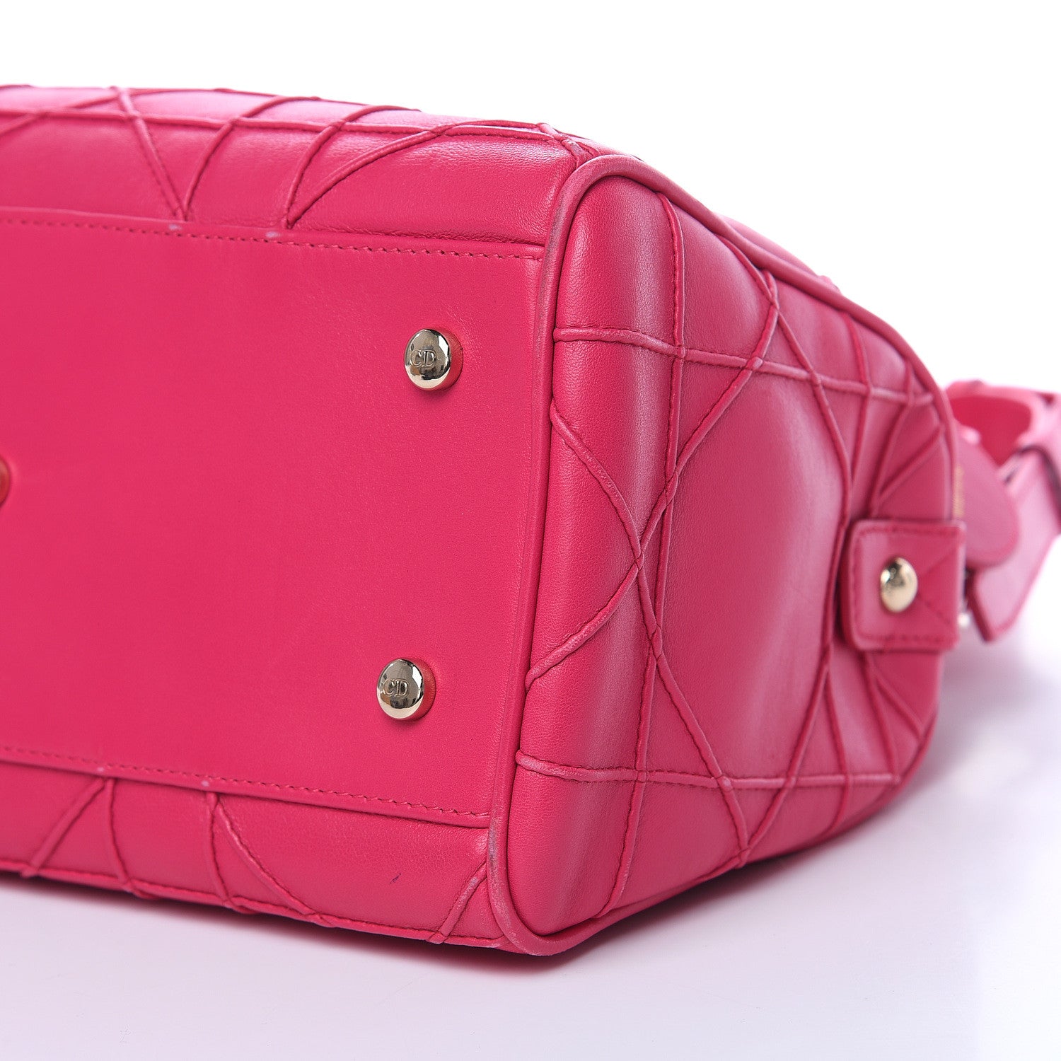 Christian Dior Lambskin Cannage Mini Granville Polochon Fuchsia 9 of 16