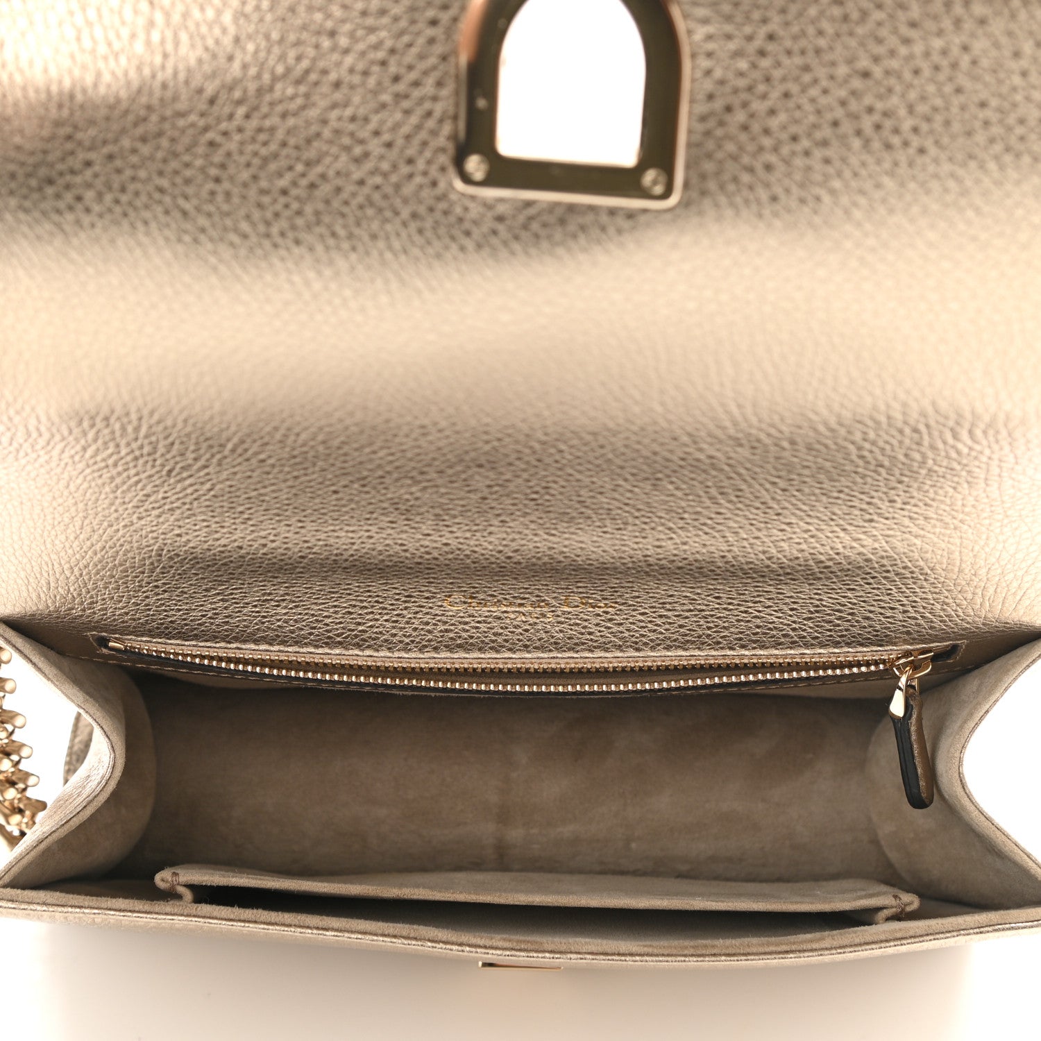 Christian Dior Metallic Grained Calfskin Medium Diorama Flap Bag Pale Gold 5 of 8