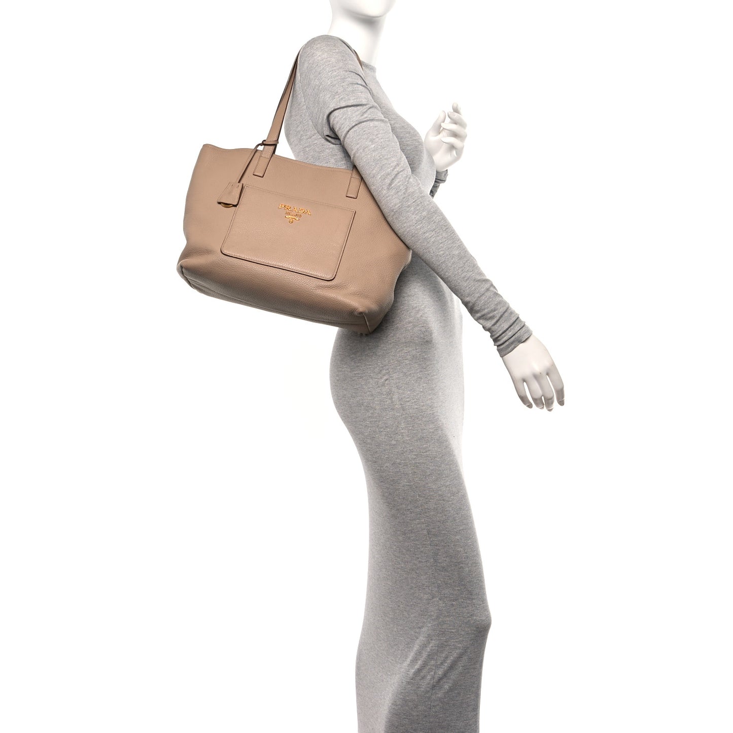Vitello Daino Pocket Shopping Tote Cammeo