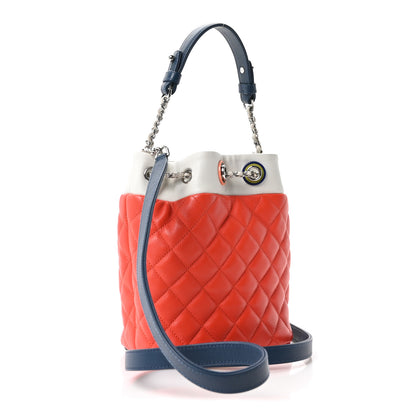 Chanel Lambskin Quilted Cuba Drawstring Tote Red White Blue 3 of 10