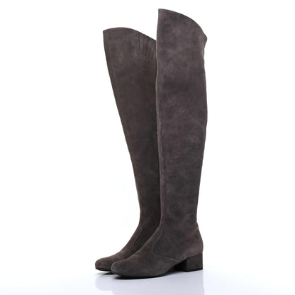 Saint Laurent Suede Babies 40 Over The Knee Boots 36 Road Grey 3 of 19