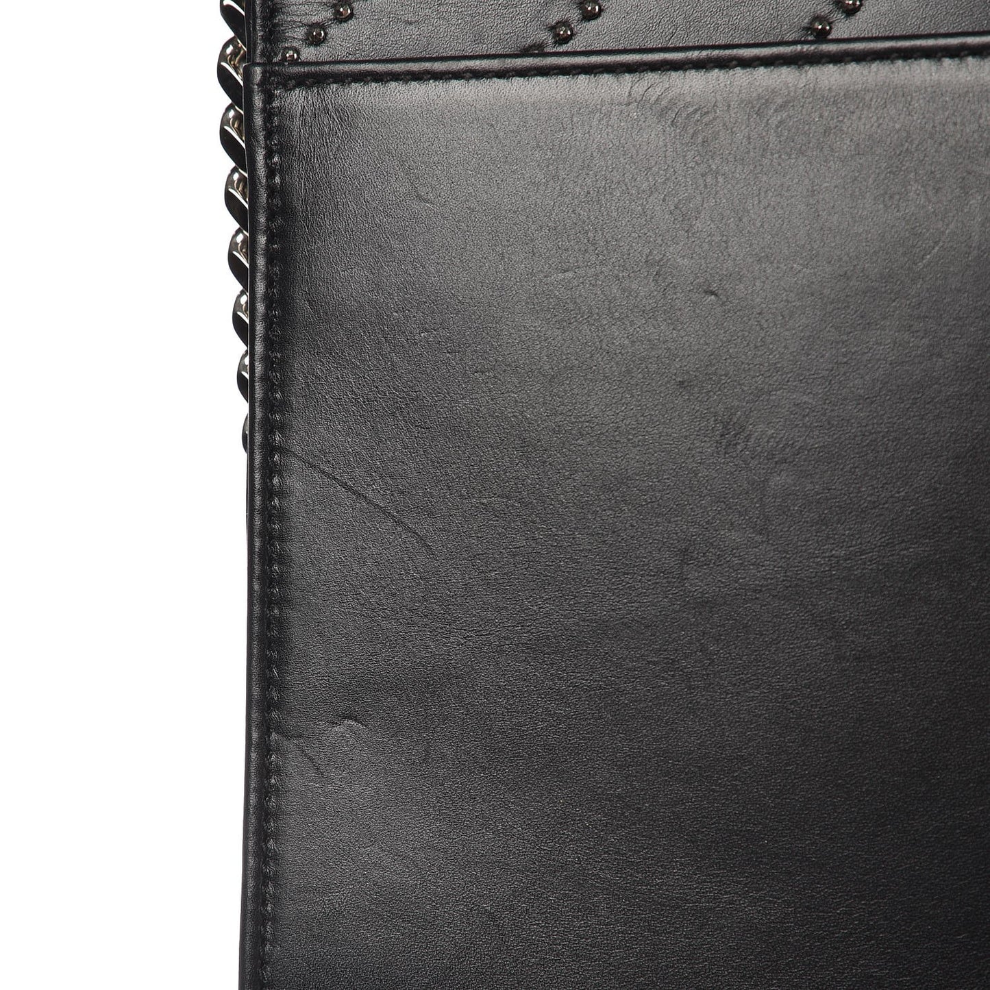 Lambskin Matelasse Chevron Studded Medium Monogram Satchel Black