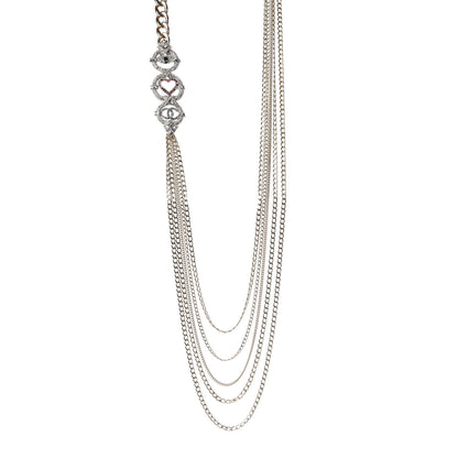 Chanel Crystal Eye Heart CC Multi Strand Chain Necklace Gold Green Pink Blue 1 of 6