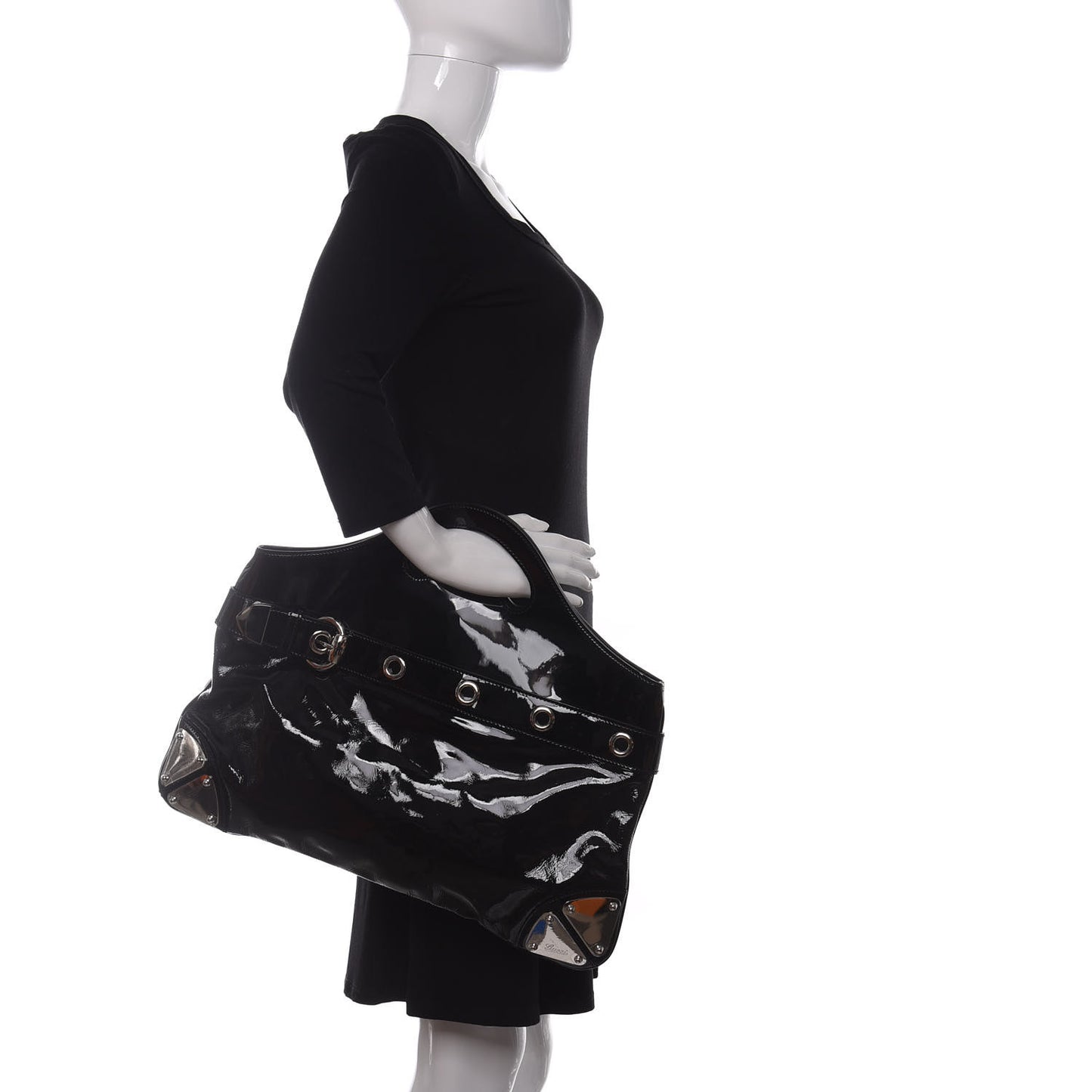 Patent Romy Medium Tote Black