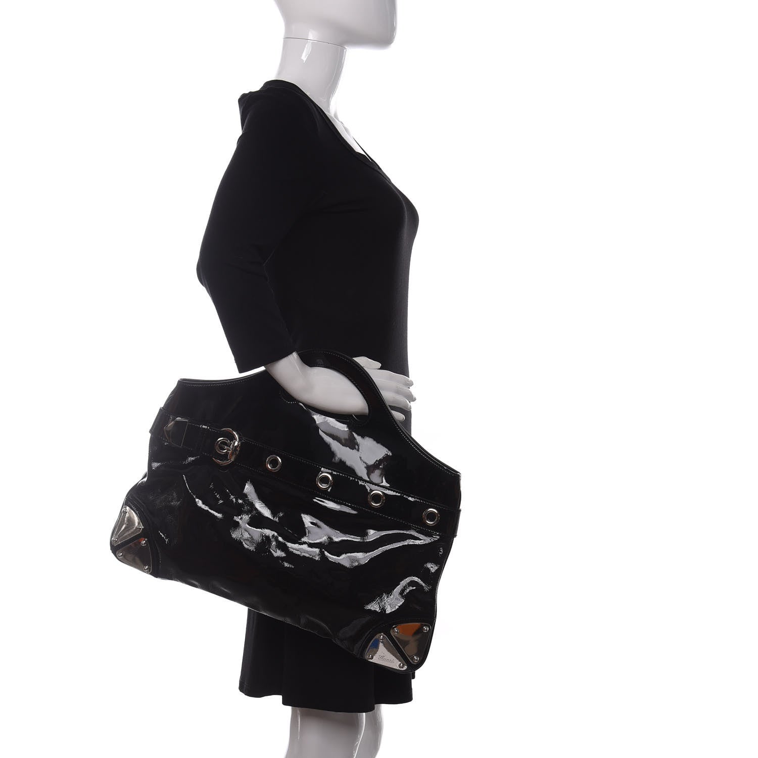 Gucci Patent Romy Medium Tote Black 2 of 9