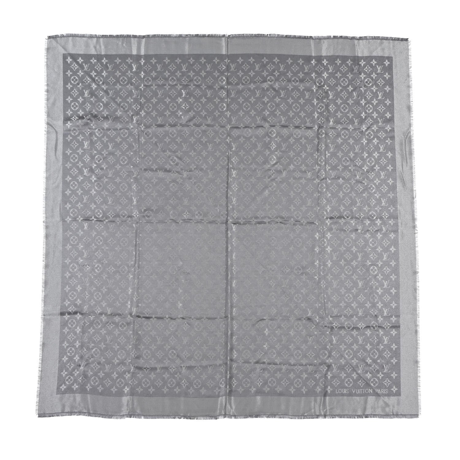 Louis Vuitton Monogram Silk Wool Shine Shawl Charcoal Grey 1 of 4