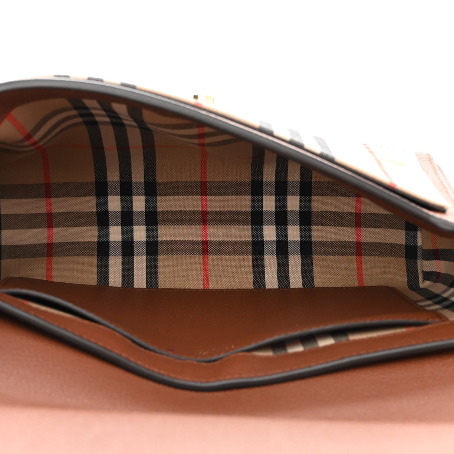 Burberry Calfskin Vintage Check Note Crossbody Bag Tan 5 of 13