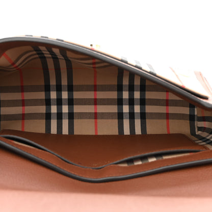 Burberry Calfskin Vintage Check Note Crossbody Bag Tan 5 of 13